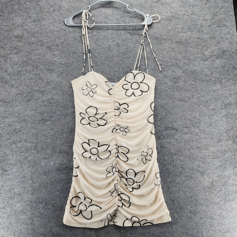Princess Polly Dress Womens L/XL Sleeveless Bodycon Ivory Floral